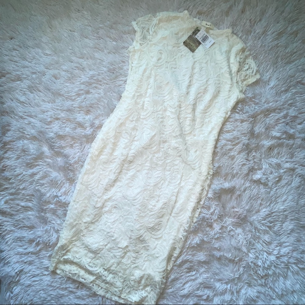 Love J Cream fitted lace dress